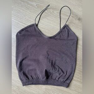 Intimately by free people brown metallic cord elastic stretchy crop top xs/s